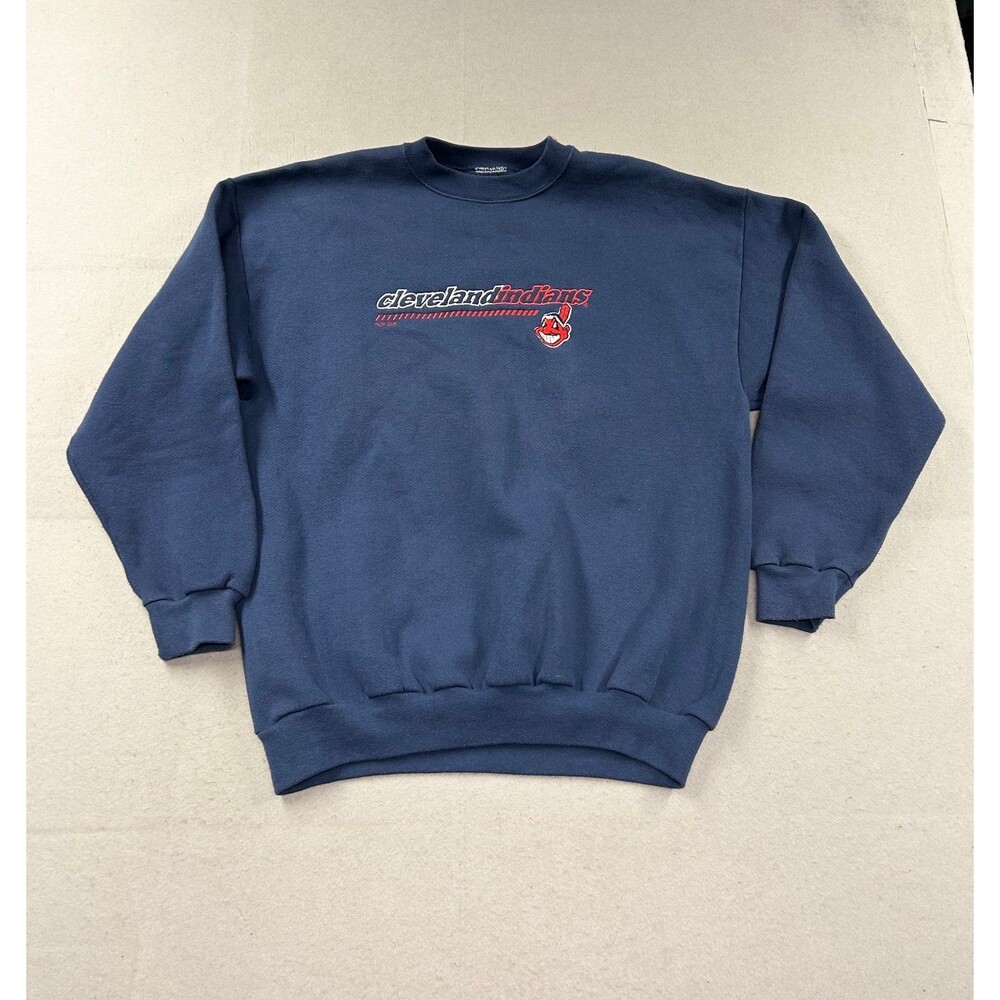 Vintage Cleveland Indians Crewneck Sweatshirt Pullover Blue